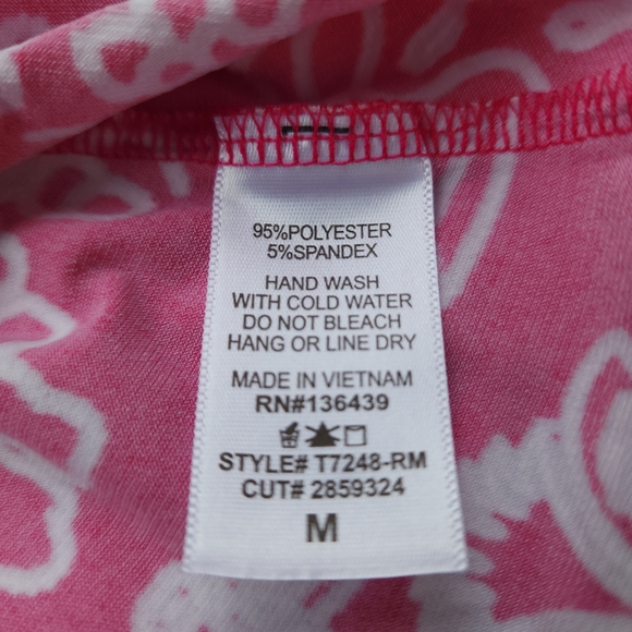 NWOT  SJS PINK/WHITE EMBROIDERED SLEEVELESS TOP TIE FRONT - SIZE MEDIUM - Picture 5 of 7